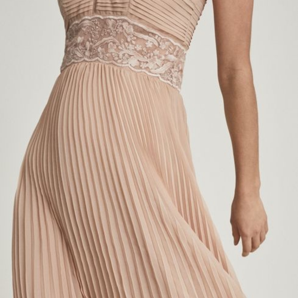 NWT REISS | $495 Emma Pleated Midi Dress - Picture 3 of 7